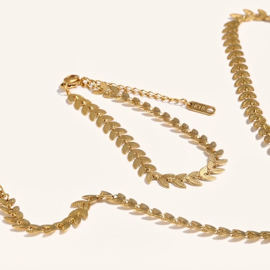 Gold Plated Leaves Chain Jewelry